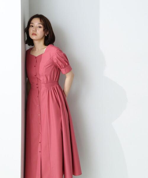 NATURAL BEAUTY BASIC(ナチュラルビューティーベーシック)の「◇ハートネックシャツワンピース(シャツワンピース・レディース・ネイビー/ピンク/ライトグリーン・SMALL/MEDIUM)」の9枚目の写真