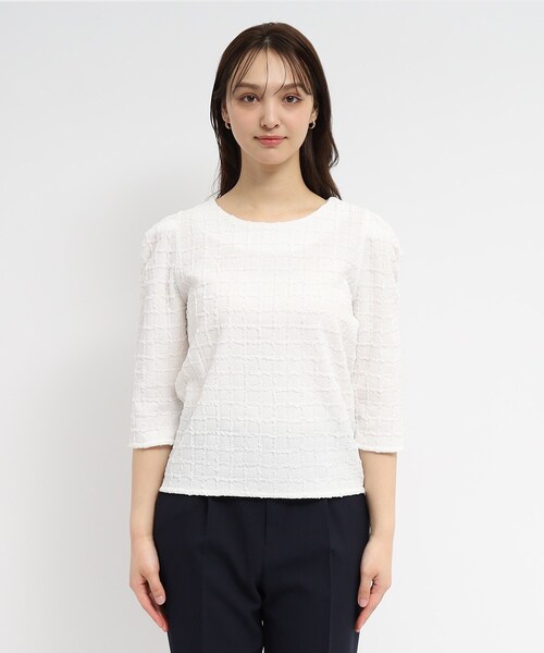 index（インデックス）の「◆UV ギャザースリーブトップス【イージーケア/洗濯機洗い可】（Tシャツ/カットソー・レディース・オフホワイト/サックスブルー/ブラック/ライトイエロー系・36/42/40/38）」の22枚目の写真