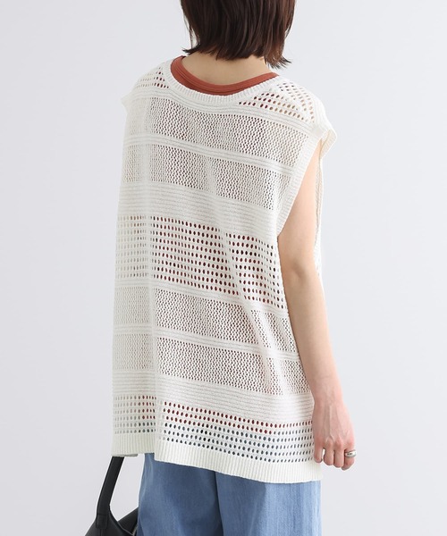 n'OrLABEL（ノアールレーベル）の「『テープヤーン透かし編みニットベスト』（ベスト・レディース・オフホワイト/チャコール・FREE）」の5枚目の写真