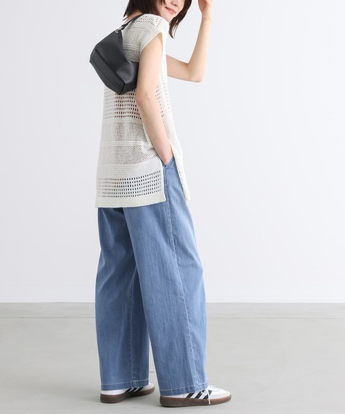 n'OrLABEL（ノアールレーベル）の「『テープヤーン透かし編みニットベスト』（ベスト・レディース・オフホワイト/チャコール・FREE）」の7枚目の写真