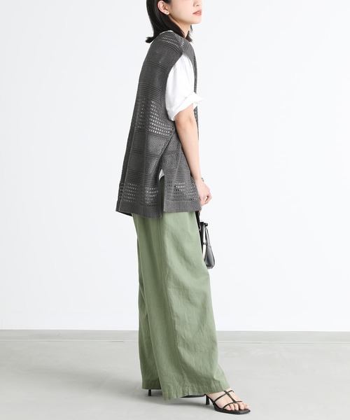 n'OrLABEL（ノアールレーベル）の「『テープヤーン透かし編みニットベスト』（ベスト・レディース・オフホワイト/チャコール・FREE）」の12枚目の写真