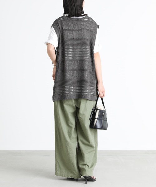 n'OrLABEL（ノアールレーベル）の「『テープヤーン透かし編みニットベスト』（ベスト・レディース・オフホワイト/チャコール・FREE）」の13枚目の写真
