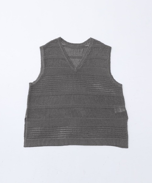 n'OrLABEL（ノアールレーベル）の「『テープヤーン透かし編みニットベスト』（ベスト・レディース・オフホワイト/チャコール・FREE）」の16枚目の写真