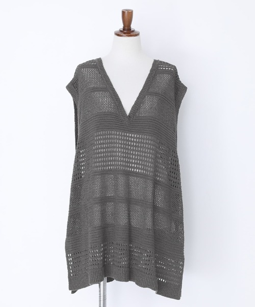 n'OrLABEL（ノアールレーベル）の「『テープヤーン透かし編みニットベスト』（ベスト・レディース・オフホワイト/チャコール・FREE）」の17枚目の写真