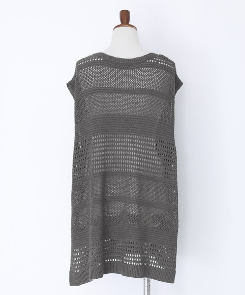 n'OrLABEL（ノアールレーベル）の「『テープヤーン透かし編みニットベスト』（ベスト・レディース・オフホワイト/チャコール・FREE）」の19枚目の写真