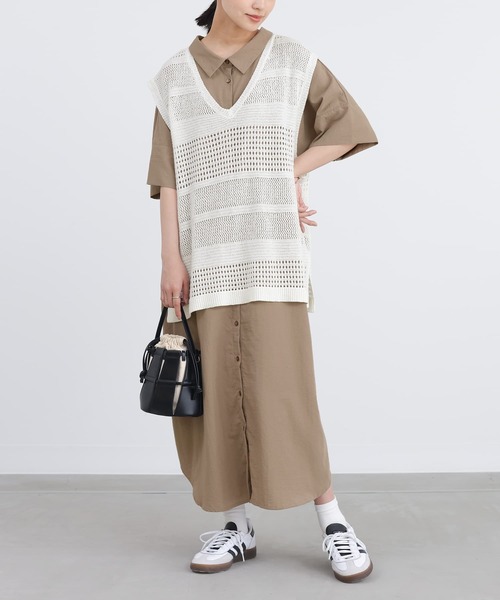 n'OrLABEL（ノアールレーベル）の「『テープヤーン透かし編みニットベスト』（ベスト・レディース・オフホワイト/チャコール・FREE）」の21枚目の写真