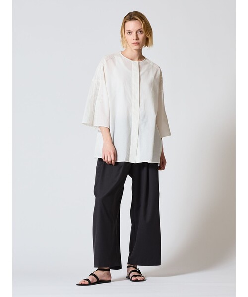 mizuiro ind◆24ss/ピンタッククルーネックチュニック/コットン/NVY/2-230071 mizuiro ind(ミズイロインド) / 24ss/ピンタッククルーネック