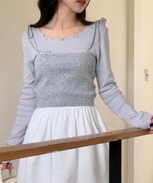 パンチングフリルロングTシャツ