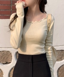 パンチングフリルロングTシャツ