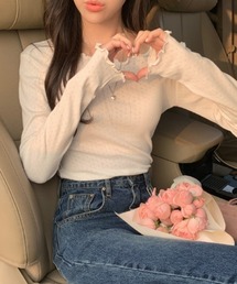 パンチングフリルロングTシャツ