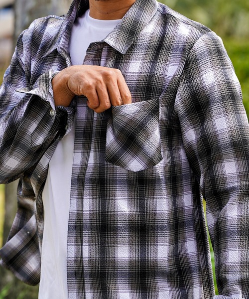 24RTEG S/チェックロングシャツ（シャツ/ブラウス