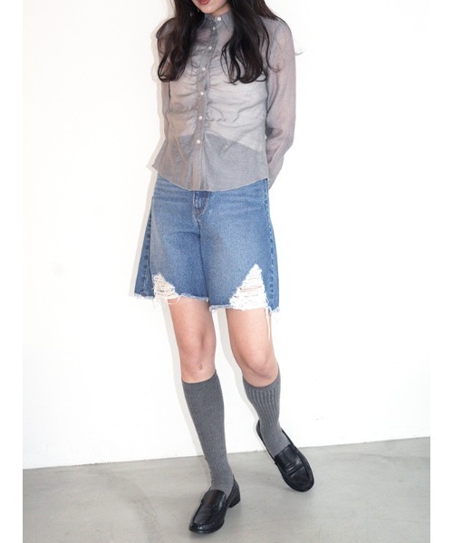 CHAROL（シャロル）の「クラッシュハーフデニム（デニムパンツ・レディース・ブルー/ライトブルー・S/M）」の9枚目の写真