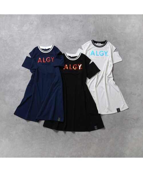 algy（アルジー）の「【接触冷感・吸水速乾】ラインリブオーロラロゴワンピ（ワンピース・キッズ・ネイビー/オフホワイト/ブラック・XX-SMALL/X-SMALL/SMALL/MEDIUM）」の6枚目の写真