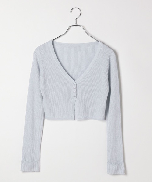 Heather（ヘザー）の「シアーラメカーディガン　118739（カーディガン/ボレロ・レディース・ピンク/グレー/ブルー・FREE）」の4枚目の写真