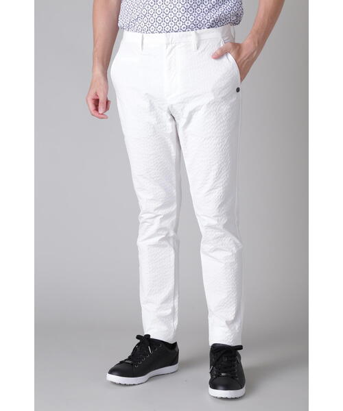 ○★新品未使用　St ANDREWS　サッカーストライプストレッチパンツ　M　白 セール】【St ANDREWS】サッカーストライプストレッチパンツ (MENS