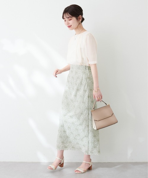 natural couture(ナチュラルクチュール)の「スカラップ配色線刺繍スカート(スカート・レディース・ネイビー/ミント/アイボリー・MEDIUM/LARGE)」の22枚目の写真