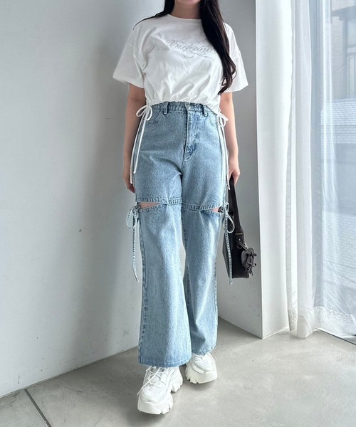 OLIVE des OLIVE（オリーブデオリーブ）の「カラフルTシャツ（Tシャツ/カットソー・レディース・サックスブルー/オフホワイト/チャコールグレー/サーモンピンク/オートミール/ミント/ラベンダー/スミクロ・FREE）」の9枚目の写真