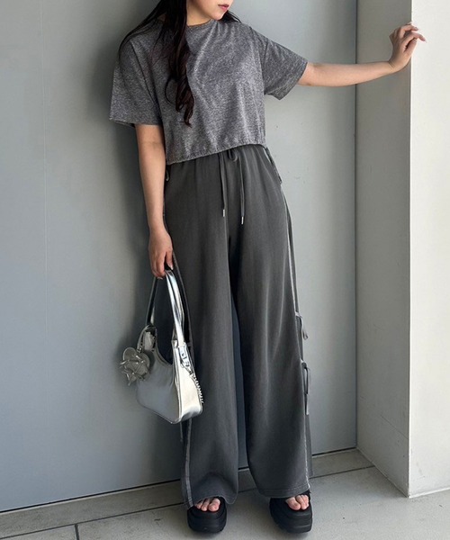 OLIVE des OLIVE（オリーブデオリーブ）の「カラフルTシャツ（Tシャツ/カットソー・レディース・サックスブルー/オフホワイト/チャコールグレー/サーモンピンク/オートミール/ミント/ラベンダー/スミクロ・FREE）」の17枚目の写真