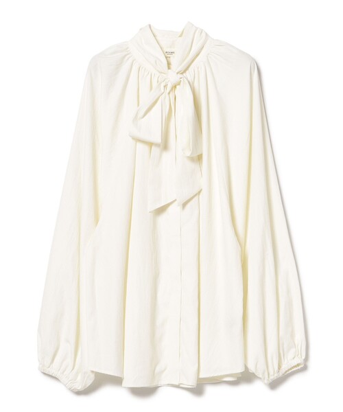 BEAMS HEART（ビームスハート）の「ボウタイセット ノーカラー ブラウス（シャツ/ブラウス・レディース・チャコールグレー/ホワイト系その他5/サックスブルー・FREE）」の2枚目の写真