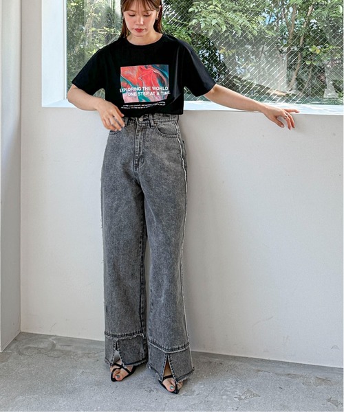 feepur（フェピュール）の「サイドフリンジスリットワイドデニム（デニムパンツ・レディース・ブラック/グレー/ブルー・SMALL/MEDIUM）」の8枚目の写真