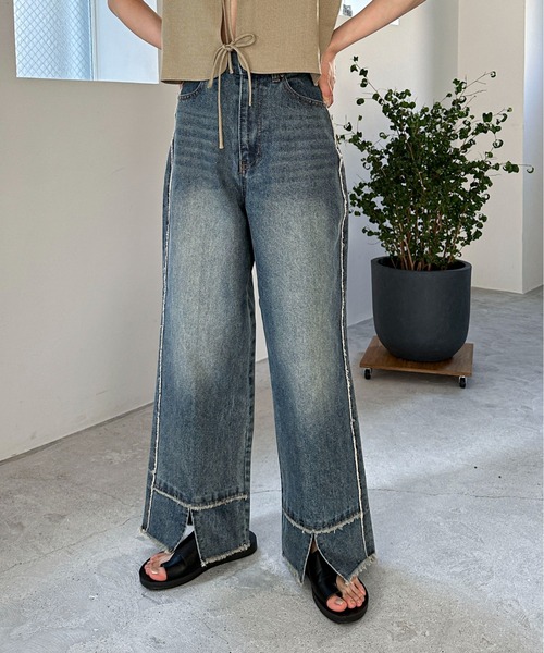 feepur（フェピュール）の「サイドフリンジスリットワイドデニム（デニムパンツ・レディース・ブラック/グレー/ブルー・SMALL/MEDIUM）」の19枚目の写真