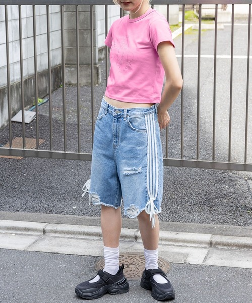 Midnight Move(ミッドナイトムーブ)の「Midnight Move/CUBIC T(Tシャツ/カットソー・レディース・ホワイト/ピンク/ブラック・FREE)」の10枚目の写真