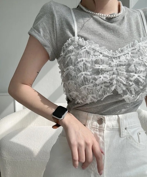 MSGM Tシャツ カットソー チュール レース リボン MSGM - MSGM Tシャツ カットソー チュール レース リボン の通販 by