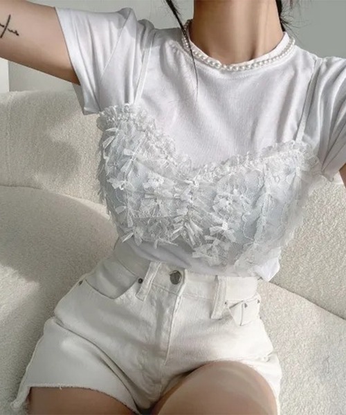 MSGM Tシャツ カットソー チュール レース リボン MSGM - MSGM Tシャツ カットソー チュール レース リボン の通販 by