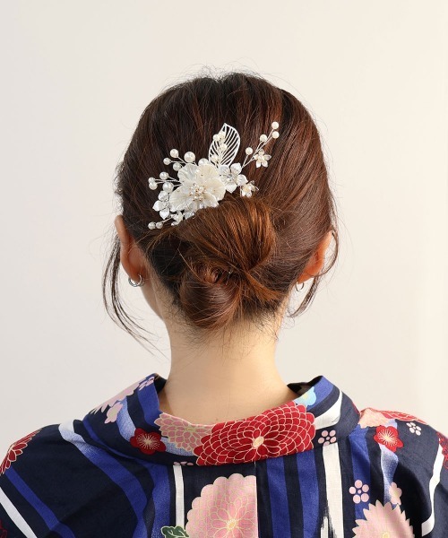 パール付き黒色ヘアピン セール】【 Port / ポート 】クリスタル パールラインストーン