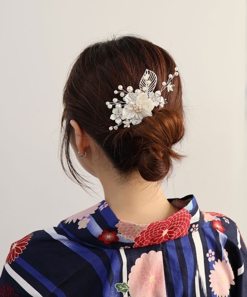 VIPセール●FENDI ファースト ヘアクリップ/ヘアピン パール Flowering ヘアピン 「2個セット」チェーン×パールセット