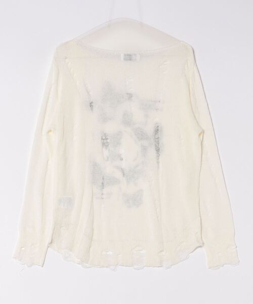 HOOK(フック)の「【HOOK】for girls バタフライプリントダメージ透かしトップス(Tシャツ/カットソー・レディース・ホワイト・L/M/S)」の18枚目の写真