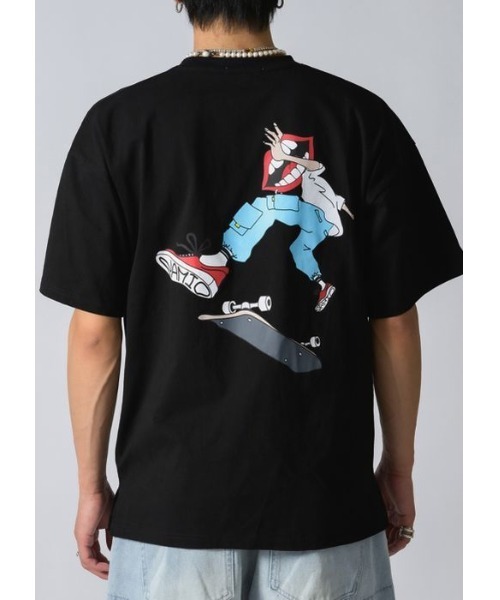 RE730(アールイーセブンサーティー)の「RE730 なみおくんスケボー ビッグシルエットTシャツ(Tシャツ/カットソー・メンズ・オフホワイト/ブラック・LARGE/MEDIUM/X-LARGE)」の1枚目の写真