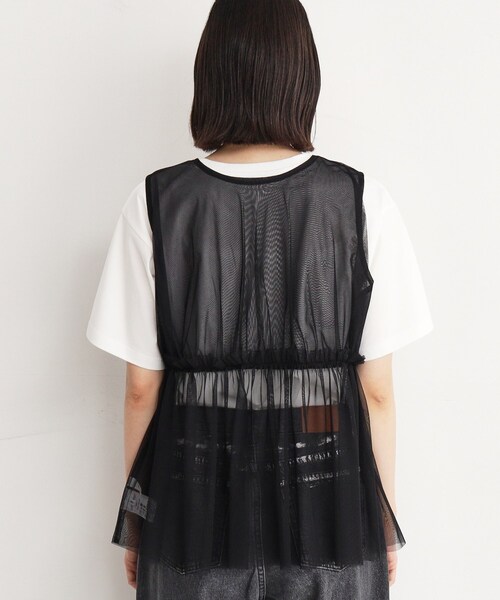 THE SHOP TK (ザ ショップ ティーケー )の「◆チュールギャザーベスト【洗える】(ベスト・レディース・オフホワイト/ブラック・99)」の5枚目の写真