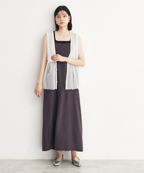 THE SHOP TK (ザ ショップ ティーケー )の「◆チュールギャザーベスト【洗える】(ベスト・レディース・オフホワイト/ブラック・99)」の10枚目の写真