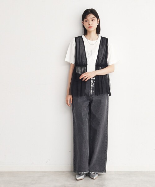 THE SHOP TK (ザ ショップ ティーケー )の「◆チュールギャザーベスト【洗える】(ベスト・レディース・オフホワイト/ブラック・99)」の14枚目の写真