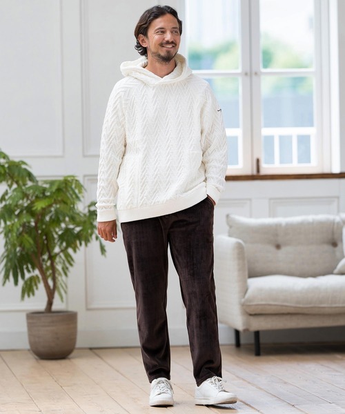 CALL&RESPONSE(コールアンドレスポンス)の「mpa3527-ヘリンボーン-ニットパーカー-サイセンタク(パーカー・メンズ・ベージュ/ホワイト・2/4/5)」の7枚目の写真