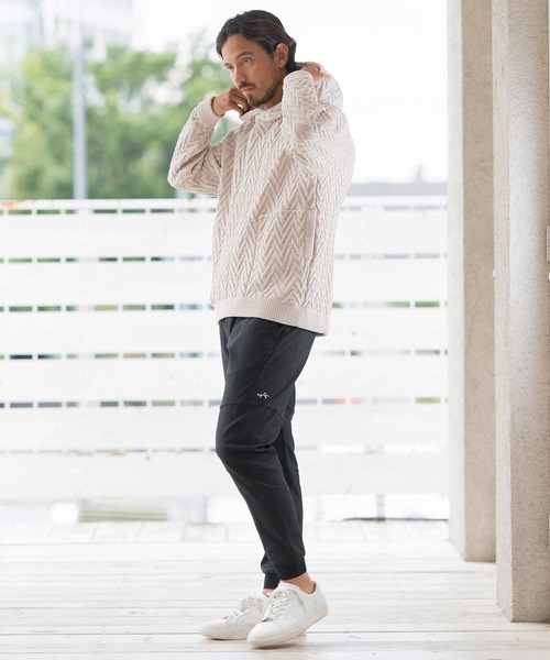 CALL&RESPONSE(コールアンドレスポンス)の「mpa3527-ヘリンボーン-ニットパーカー-サイセンタク(パーカー・メンズ・ベージュ/ホワイト・2/4/5)」の13枚目の写真