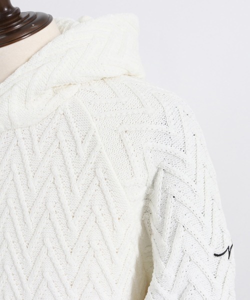CALL&RESPONSE(コールアンドレスポンス)の「mpa3527-ヘリンボーン-ニットパーカー-サイセンタク(パーカー・メンズ・ベージュ/ホワイト・2/4/5)」の19枚目の写真