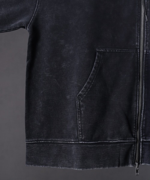 welise（ウェライズ）の「【welise × 犬飼京 -ephemeral-】 ケミカルオーバーダイ ヘビーウェイトスウェット ダブルジップアップパーカー（パーカー・メンズ・ブラック/ライトグレー/ダークブラウン/ブラック系1・S/M/L）」の14枚目の写真