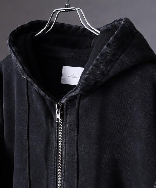 welise（ウェライズ）の「【welise × 犬飼京 -ephemeral-】 ケミカルオーバーダイ ヘビーウェイトスウェット ダブルジップアップパーカー（パーカー・メンズ・ブラック/ライトグレー/ダークブラウン/ブラック系1・S/M/L）」の5枚目の写真