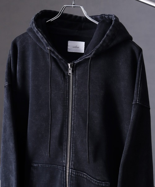 welise（ウェライズ）の「【welise × 犬飼京 -ephemeral-】 ケミカルオーバーダイ ヘビーウェイトスウェット ダブルジップアップパーカー（パーカー・メンズ・ブラック/ライトグレー/ダークブラウン/ブラック系1・S/M/L）」の7枚目の写真