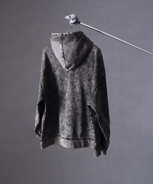 welise（ウェライズ）の「【welise × 犬飼京 -ephemeral-】 ケミカルオーバーダイ ヘビーウェイトスウェット ダブルジップアップパーカー（パーカー・メンズ・ブラック/ライトグレー/ダークブラウン/ブラック系1・S/M/L）」の12枚目の写真