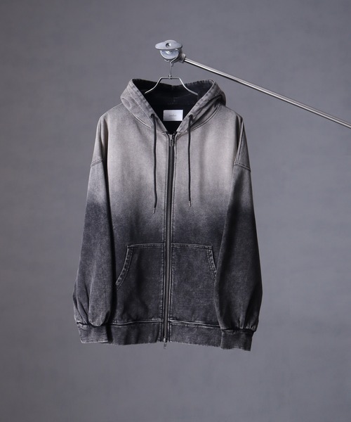 welise（ウェライズ）の「【welise × 犬飼京 -ephemeral-】 ケミカルオーバーダイ ヘビーウェイトスウェット ダブルジップアップパーカー（パーカー・メンズ・ブラック/ライトグレー/ダークブラウン/ブラック系1・S/M/L）」の18枚目の写真