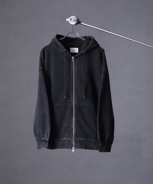 welise（ウェライズ）の「【welise × 犬飼京 -ephemeral-】 ケミカルオーバーダイ ヘビーウェイトスウェット ダブルジップアップパーカー（パーカー・メンズ・ブラック/ライトグレー/ダークブラウン/ブラック系1・S/M/L）」の16枚目の写真