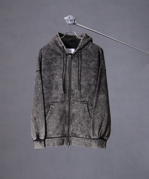 welise（ウェライズ）の「【welise × 犬飼京 -ephemeral-】 ケミカルオーバーダイ ヘビーウェイトスウェット ダブルジップアップパーカー（パーカー・メンズ・ブラック/ライトグレー/ダークブラウン/ブラック系1・S/M/L）」の20枚目の写真