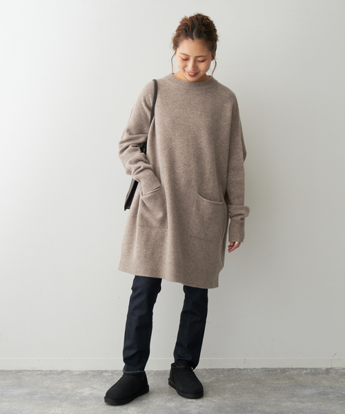 SPICK&SPAN クルーネックワイドチュニックプルオーバー cc009-44514-01b.jpg?basethum=225