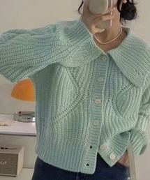 ビッグ衿ニットカーディガン