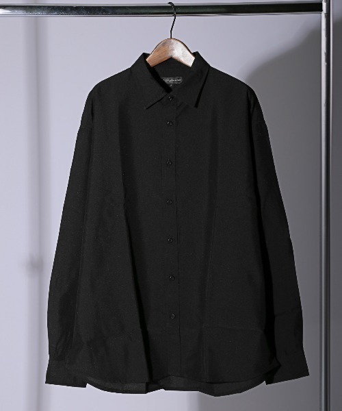 LUXSTYLE(ラグスタイル)の「無地レギュラーカラービッグ長袖シャツ(シャツ/ブラウス・メンズ・ホワイト/ブラック・FREE)」の1枚目の写真