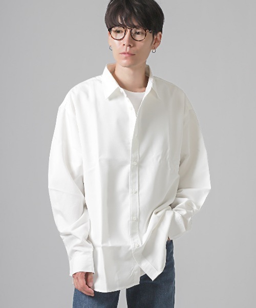 LUXSTYLE(ラグスタイル)の「無地レギュラーカラービッグ長袖シャツ(シャツ/ブラウス・メンズ・ホワイト/ブラック・FREE)」の11枚目の写真
