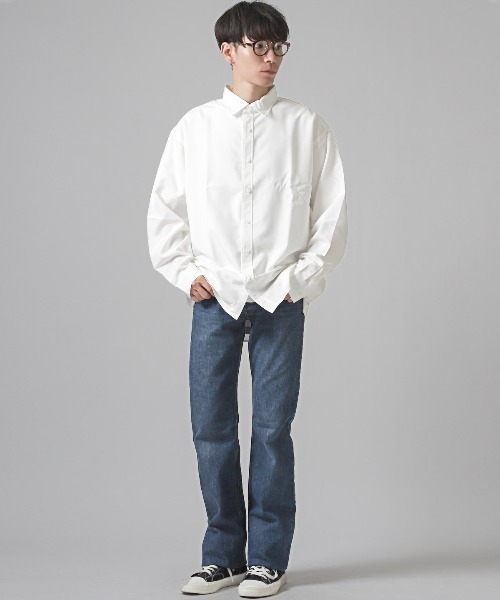 LUXSTYLE(ラグスタイル)の「無地レギュラーカラービッグ長袖シャツ(シャツ/ブラウス・メンズ・ホワイト/ブラック・FREE)」の12枚目の写真
